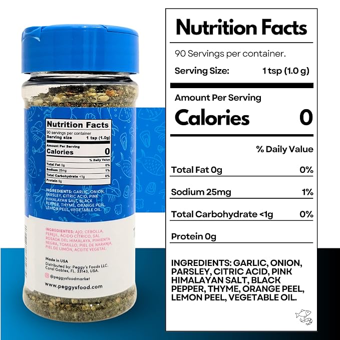 My Secrets Peggy's Food Tasty Seafood Blend - Premium Gourmet Seasoning with Himalayan Pink Salt - Zesty Spice Mix for Grilling, Roasting, and Frying Fish, Shrimp, and Shellfish - 3.2 oz