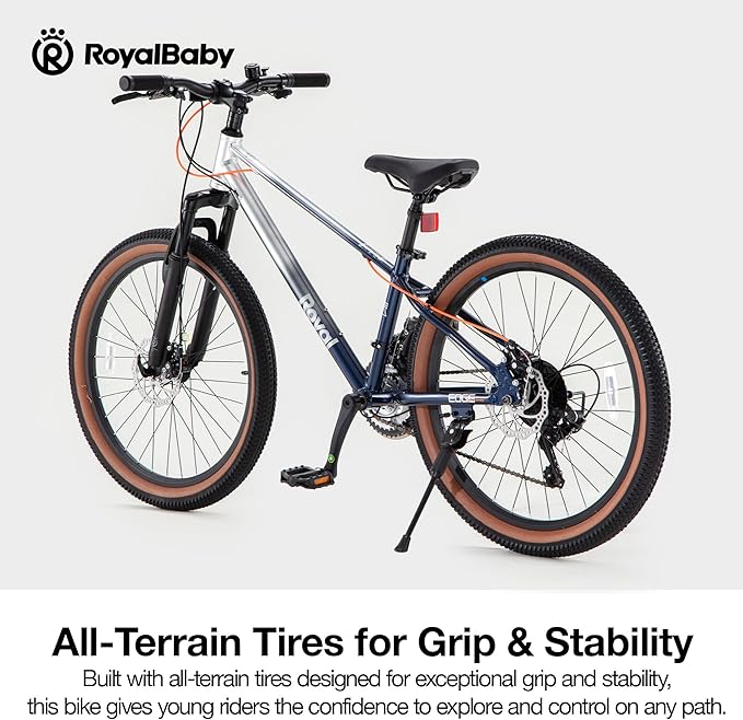 RoyalBaby Kids Mountain Bike for Boys and Girls, Ultra-Light Aluminum 20-26 Inch Wheel Bicycle for 6-14 Years Old Children, 7/21-Speeds Drivetrain
