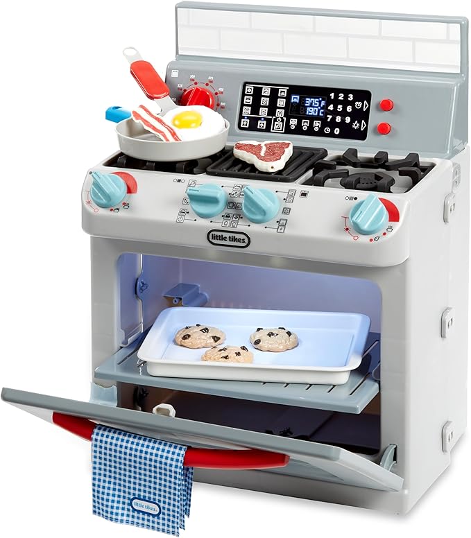 Little Tikes First Oven Realistic Pretend Play Appliance for Kids, Play Kitchen with 11 Accessories and Realistic Cooking Sounds, Unique Toy Multi-Color, Ages 2+