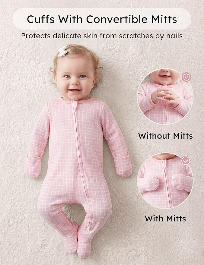 Yoofoss Baby Pajamas 100% Organic Cotton Baby Sleepers for Newborn 0-3 3-6 6-9 Months Boys Girl Clothes 3pcs Footed PJs