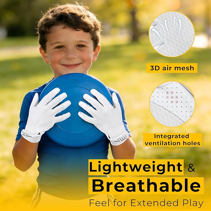 HANDLANDY Ultimate Frisbee Gloves – Flying Disc Gloves for Adults and Youth with Consistent Grip, Lightweight Breathable Fit, Perfect for Throws, Catches, and Disc Sports