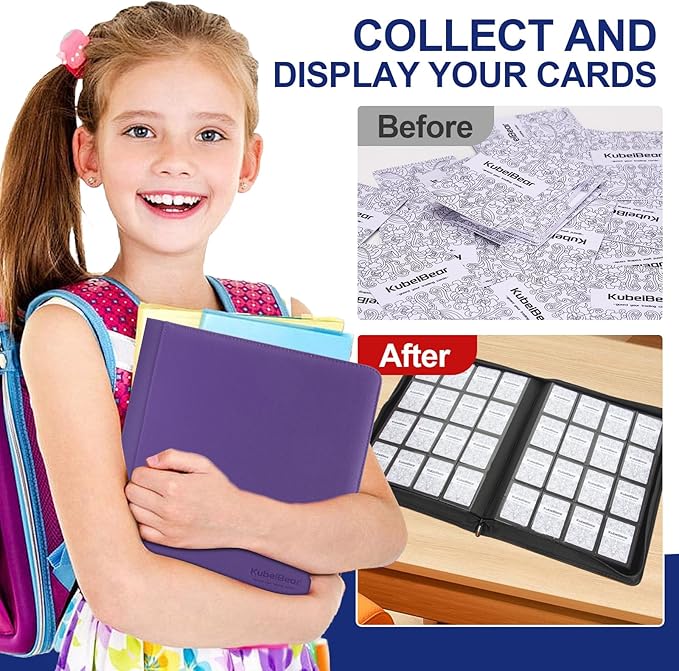 Card Binder – 1024 Capacity, Zippered Trading Card Holder for MTG, Sports & Collectible Cards – Acid-Free, Durable & Travel-Friendly Storage (Purple dots, 16 Pocket)