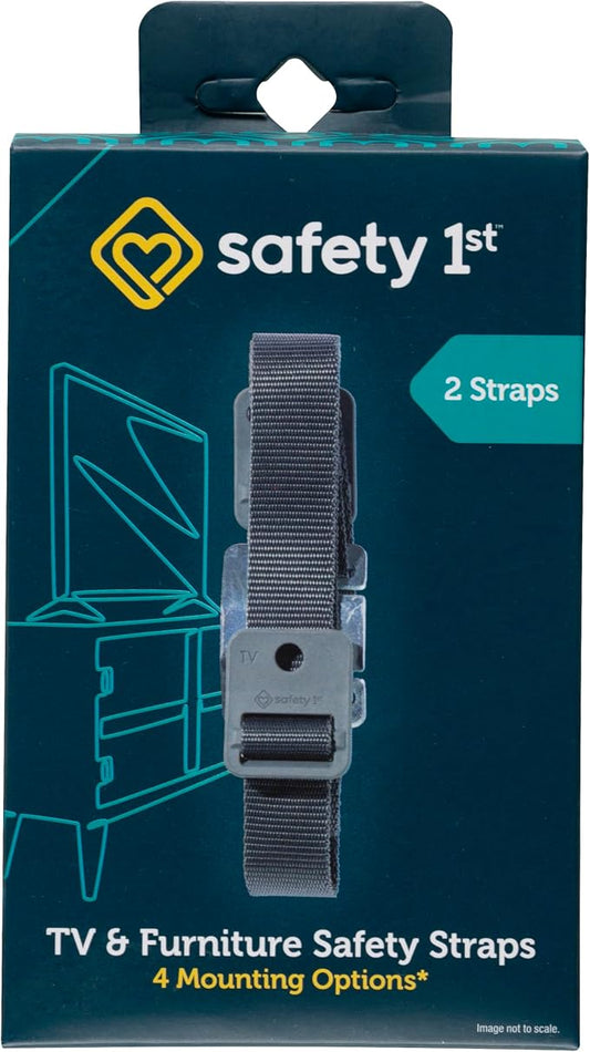 Safety 1st TV & Furniture Safety Straps, Black, 2‑Pack, Screws Included