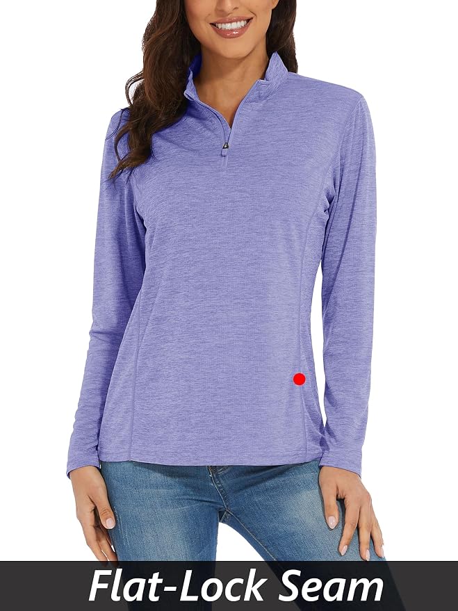 MAGCOMSEN Women's UPF 50+ Sun Shirts Long Sleeve 1/4 Zip Pullover Quick Dry Workout Hiking Tops Running Athletic Shirts