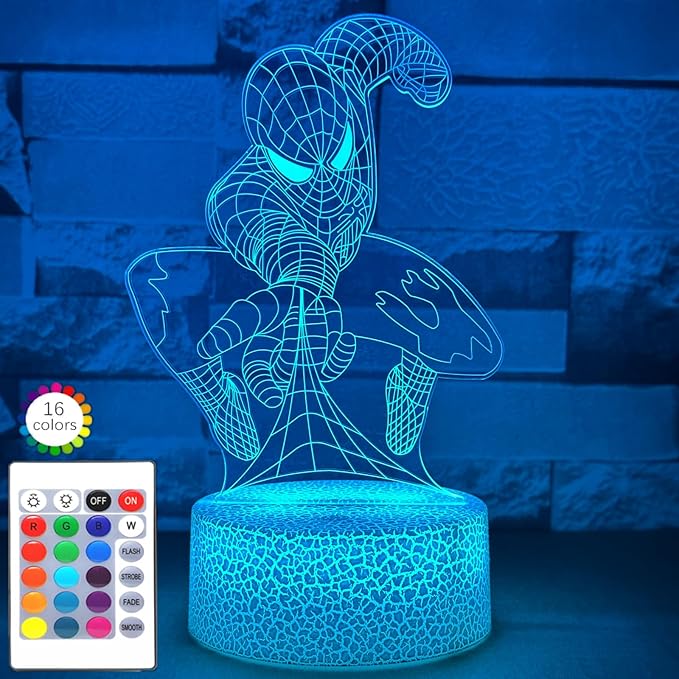 RUTICH 3D Night Light for Boys,16 Colors Dimmable Optical Illusion Lamp,Bedroom Decorations Bedside Lamp,Birthday Christmas Holiday Gifts for Man Teens Boys Girls Kids