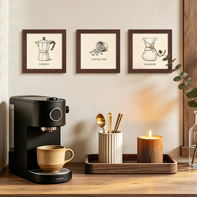 upsimples 6x6 Picture Frame, Display Pictures 4x4 with Mat or 6 x 6 Without, Wall Hanging Square Frames, Brown, 1 Pack