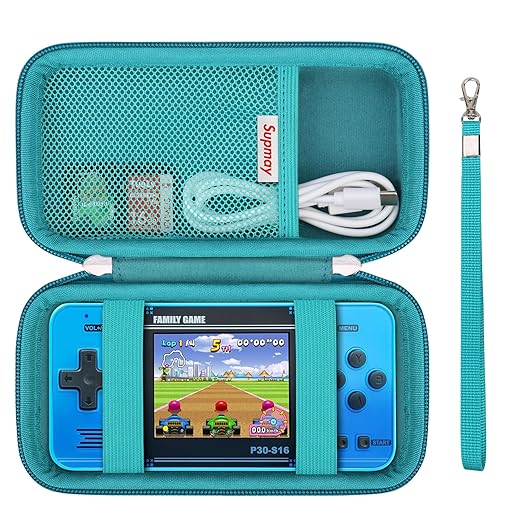 Supmay Carrying Case Compatible with WELLST·G/ for GuaiyeyeAP Handheld Game for Kids -Preloaded 220 Retro Video Games, Portable Gaming Player Storage Holder Travel Bag with Mesh Pocket, Green