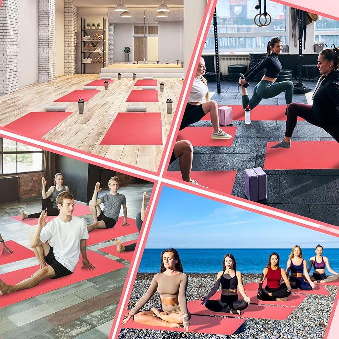 Amylove 12 Pieces Yoga Mats Bulk 68x24x0.12 Inch Exercise Non Slip Fitness Workout Mats for Women Men Home Workout Gym Yoga