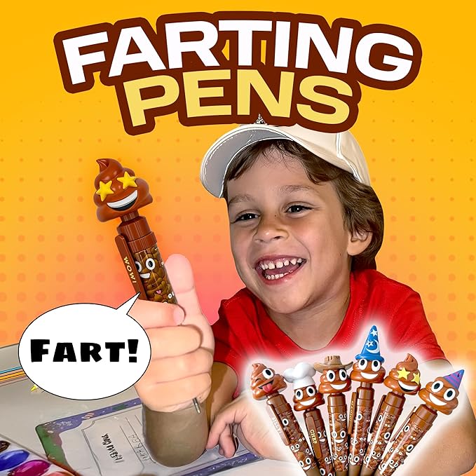 Farting Poop Pen with Multiple Funny Sounds - Perfect Halloween Games & Novelty Gift for Teens, Kids & Boys - Pen & Prank Toy for Halloween Parties, Games & Family Fun All Day (Star Eyes)
