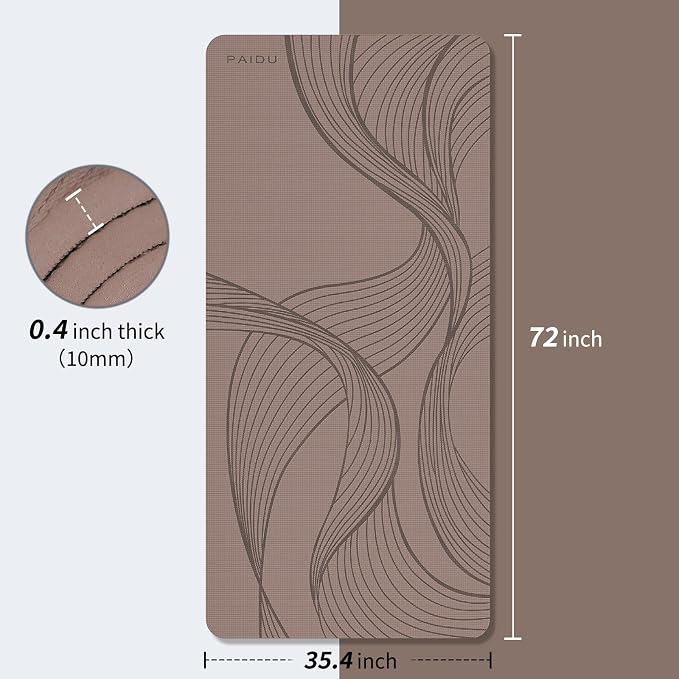 PAIDU Large Yoga Mat-72’x36’x0.4’ Extra Width ＆ Thick,Comfortable,Non-Slip Exercise Mat-Works Great on All Floor for Stretching,Yoga Studio,Gym or Home Workouts