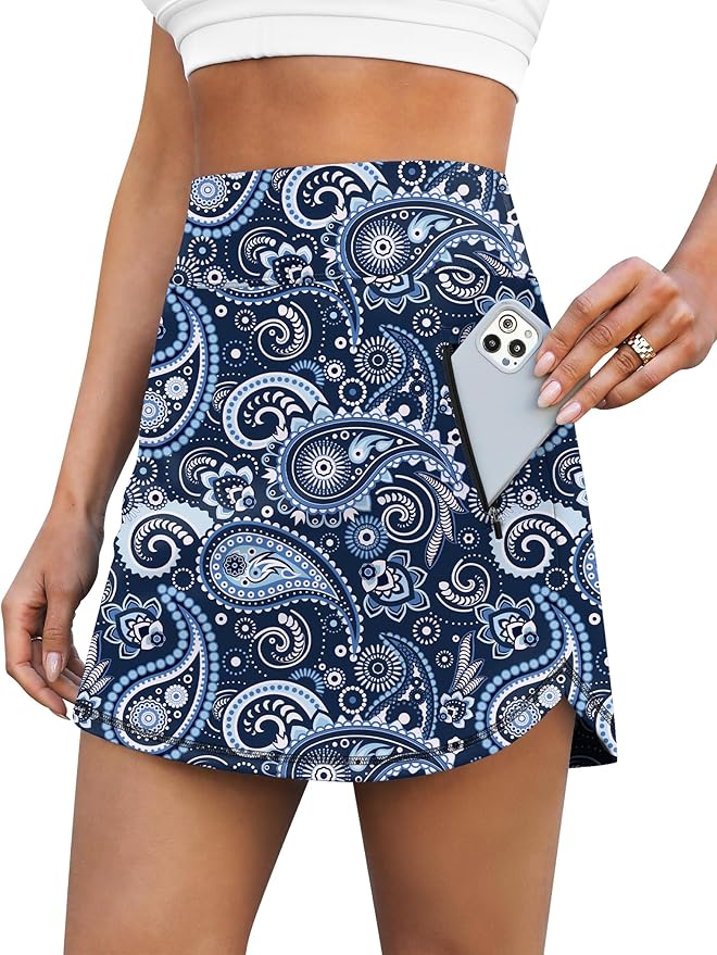 LouKeith Golf Skirts for Women Tennis Skirt with Zipper Pockets High Waisted Running Casual Athletic Skorts Built-in Shorts