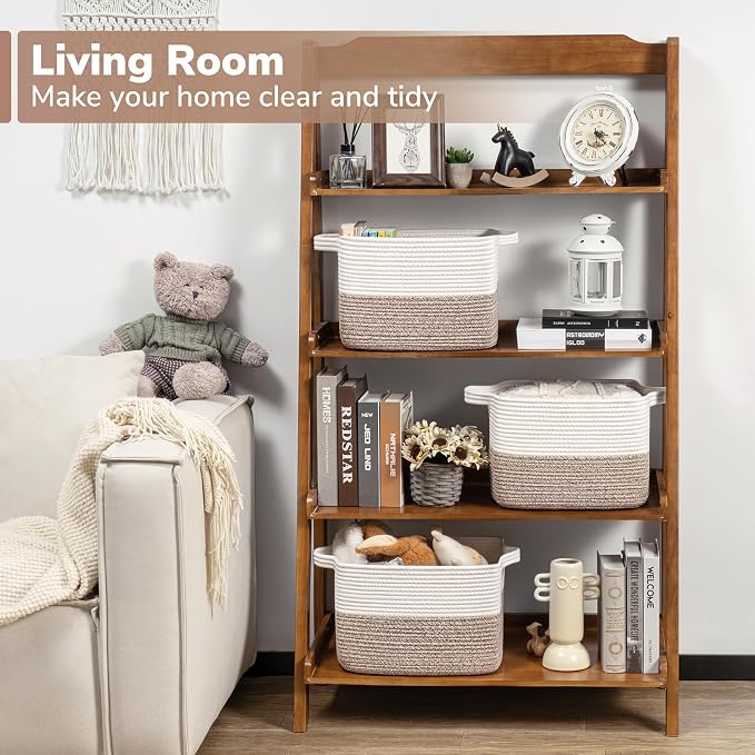 Goodpick Woven Storage Basket for Shelves, 13" x 10" x 9", Brown | Stylish Gift Basket for Home Decor, Cotton Rope Baskets for Toys, Books & Towels, Nursery & Bedroom Closet Organization