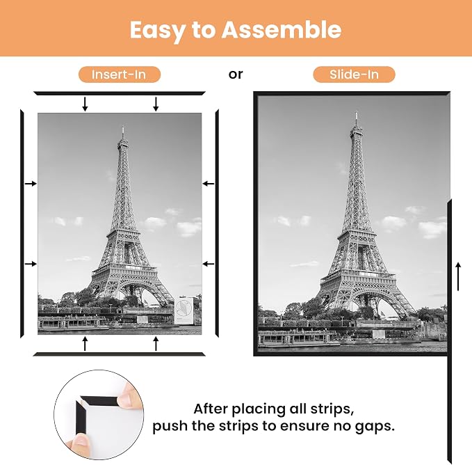 upsimples 16x20 Poster Frame, Easy Slide-In Assembly, Black, 3 Pack | Gallery Wall 16 x 20 Picture Frames Set for Family, Wedding, Christmas, Easy to Change Photos
