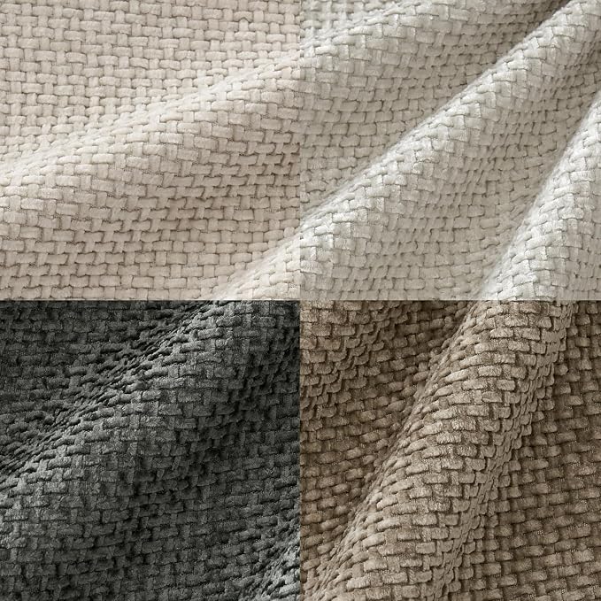 MIULEE Soft Decorative Chenille Euro Pillow Covers Neutral 26x26 Pack of 4 | Mid Century Modern Decor, Cream to Charcoal Set, Couch Throw Pillows, Farmhouse Boho Cushion Covers for Sofa Bed Living Room