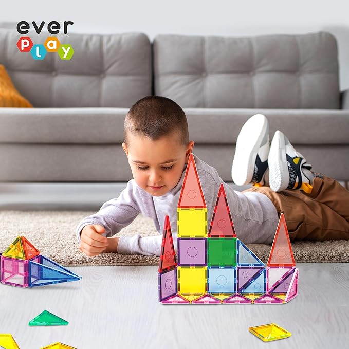 24 Piece Magnetic Tile Building Blocks for Kids Pretend Play STEM Educational Learning Preschool Toys Magnet Tiles Stacking Block Creative Playset for Toddlers Boys Girls Ages 3 and up EB24
