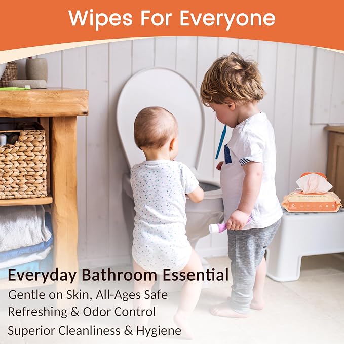 WONDERFUL Flushable Butt Wipes, Variety 100% Plant-Based Wet Wipes for Adults & Kids; Sewer, Septic Safe; Gentle on Sensitive Skin, Wipes Flushable Pack for Bathroom & Travel, 3-Pack (180 Count)