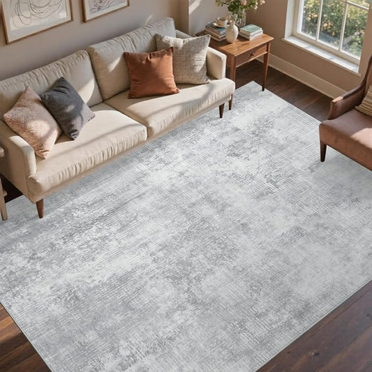 5x7 Ft Area Rugs for Living Room, Soft Non-Slip Washable Rugs Modern Abstract Pattern Carpet for Bedroom Indoor Floor Nursery Home Decor (Grey)