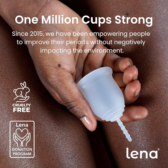 Lena Menstrual Cup Original - Soft Medical-Grade Silicone Period Cups for Women Heavy Flow, Reusable and Comfortable 12-Hour Leak-Free Protection, Beginner-Friendly Feminine Care - Large, Turquoise