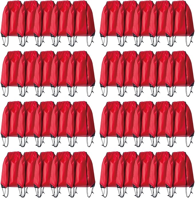 Drawstring Backpack Bulk 40Pcs Draw String Backpack Bags DIY Gym Sports Traveling Yoga Cinch Bag Sackpack Drawstring(red)