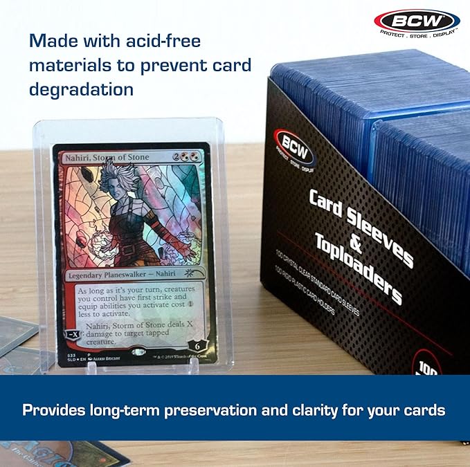 BCW Card Sleeves and Toploaders for Card Combo - 100 Count | Top Loaders and Acid-Free Penny Sleeves | Great for Football, Magic: The Gathering, Pokémon, and Baseball Card Protectors