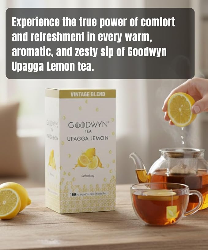 Goodwyn Lemon Black Tea – 100 Individually Wrapped Plastic-Free Tea Bags, Lemongrass Black Tea with Natural Lemon Flavor, Medium Caffeine, Sugar-Free Gluten-Free Travel-Friendly