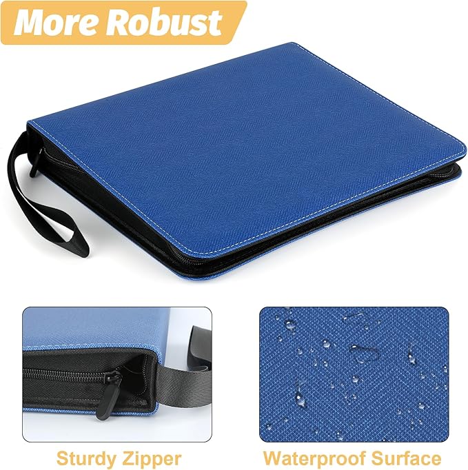 GERMUN 9 Pocket Card Binder, Premium Zip Trading Card Binder, 720 Double Sided Pocket PU Card Collection Binder, Collector Card Album, Card Folder for MTG, TCG, Sports Cards, Game Cards (Blue1)