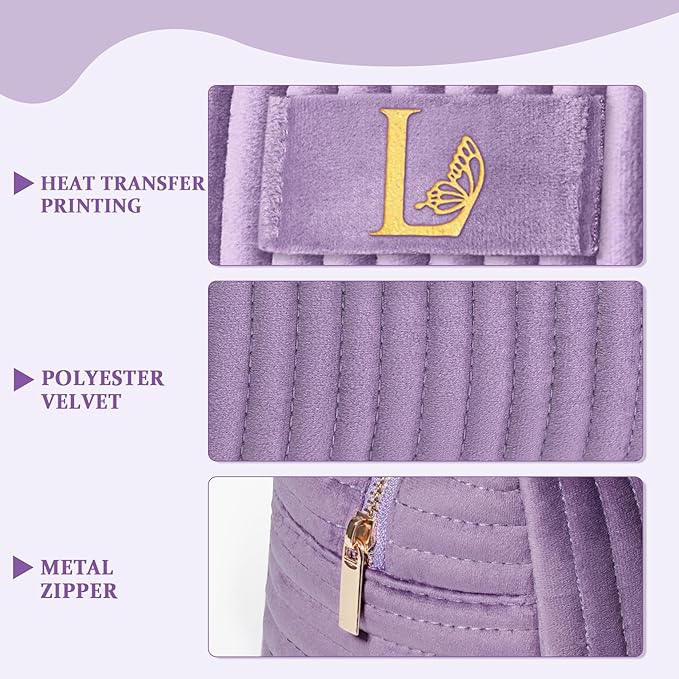 COSHAYSOO Purple Bridesmaid Proposal Gifts Personalized Bridesmaids Initial Makeup Bag, Funny Trendy Bachelorette Party Favor Gift Bridal Shower Bride to be Maid of Honor Basket Box Stuffer Letter L