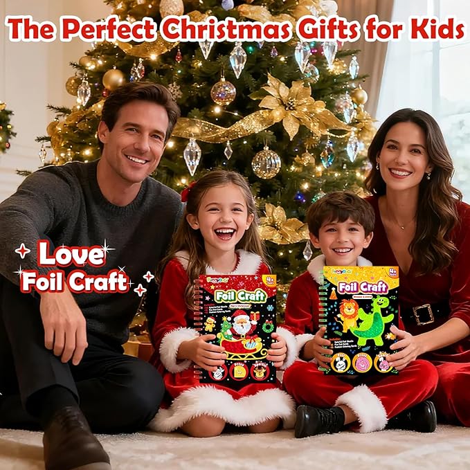 FUNNYB&G Foil Art Crafts for Kids Ages 4-8: Valentines Crafts for Kids 2026,Birthday Gift for Girls,Art and Crafts Supplies,Party Favors,Creative Toys for Girls Boys 4 5 6 7 8 9 Years Old(Christmas)