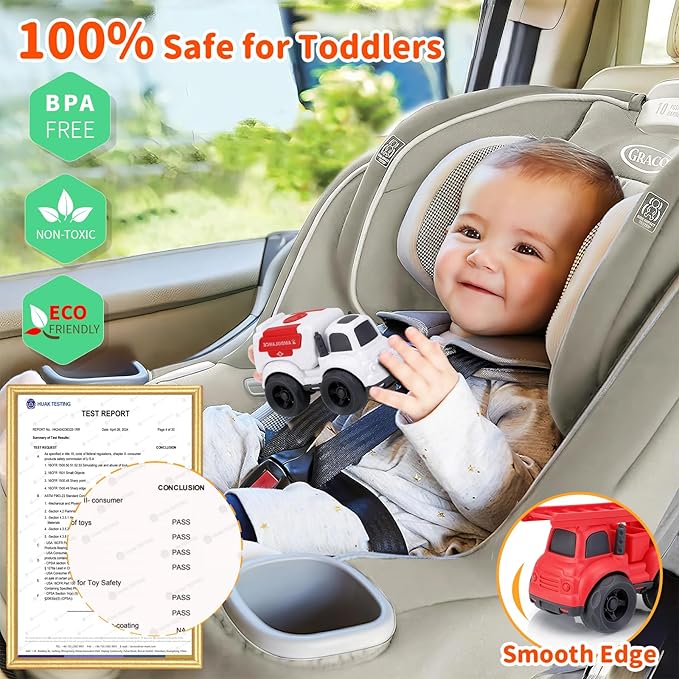 Toddler Toy Cars for 2 3 Year Old Boy, 3 in 1 Police Car Firetruck Toys and Ambulance for Toddlers, BPA Free, Phthalates Free, PVC, Outdoor Toys for Toddlers 2-4, Easter Birthday Gifts for Kids