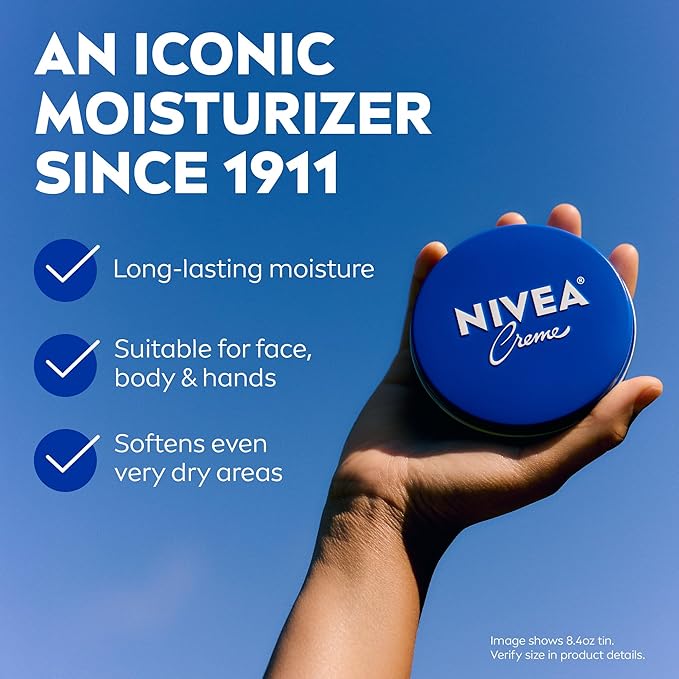 NIVEA Creme Body, Face and Hand Moisturizing Cream, German Formula, Rich Body Moisturizer with Provitamin B5, 8.4 Oz Tin (Pack of 2)