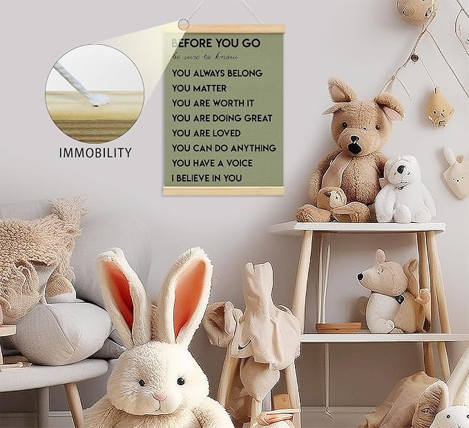 foedor Olive Green Health Positive Classroom Office Wall Art Decor,12x16 In | Affirmations Inspirational Therapist Nurse Wall Art Decor for Kids Teen Girls Room Playroom Wall Decor Wood Posters Framed