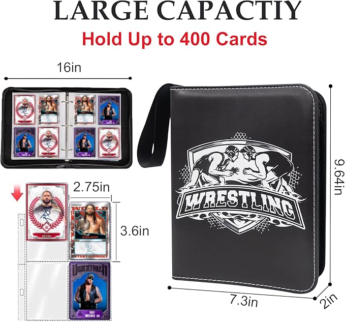 400 Pockets Card Binder for Trading Cards,Portable Waterproof Storage Bag with Removable Sleeves for Sports Cards Collectors