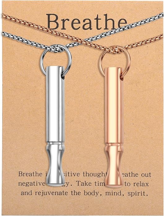 Mindfulness Breathing Necklace Stress Relief Pendant Stainless Steel Anxiety Breathe Necklace for Women Men