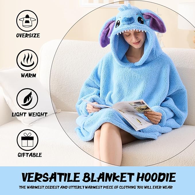 NEWCOSPLAY Wearable Blanket Hoodie Sherpa Hoodie Blanket for Women Men Warm Oversized Sweatshirt with Pockets