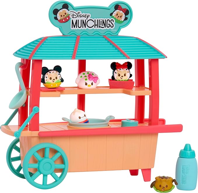 Disney Munchlings Dumpling Cart, 11-Piece Color Change Figure Playset, 1-inch Collectible Scented Figurines, Amazon Exclusive, Toy for Fans, Teens, Adults, Kids, Ages 3 Up, by Just Play