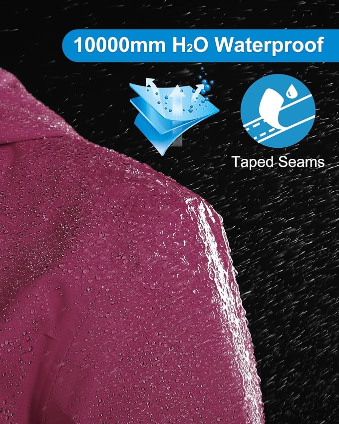 33,000ft Packable Rain Jacket Women Lightweight Waterproof Raincoat with Hood Cycling Bike Jacket Windbreaker
