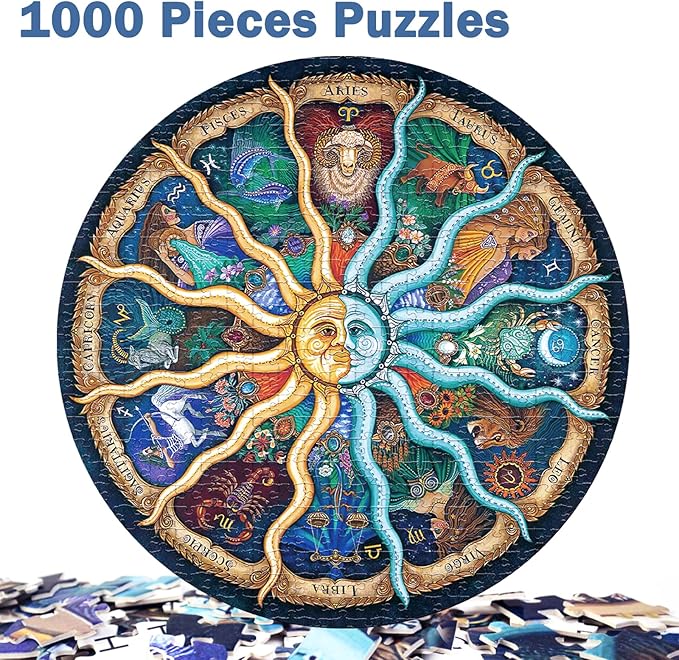 Jigsaw Puzzles for Adults 1000 Piece, Challenging Zodiac Horoscope Puzzle Perfect for Game Nights, Fun for Adults Family and Kids, Finished Size 26.7" x 26.7"