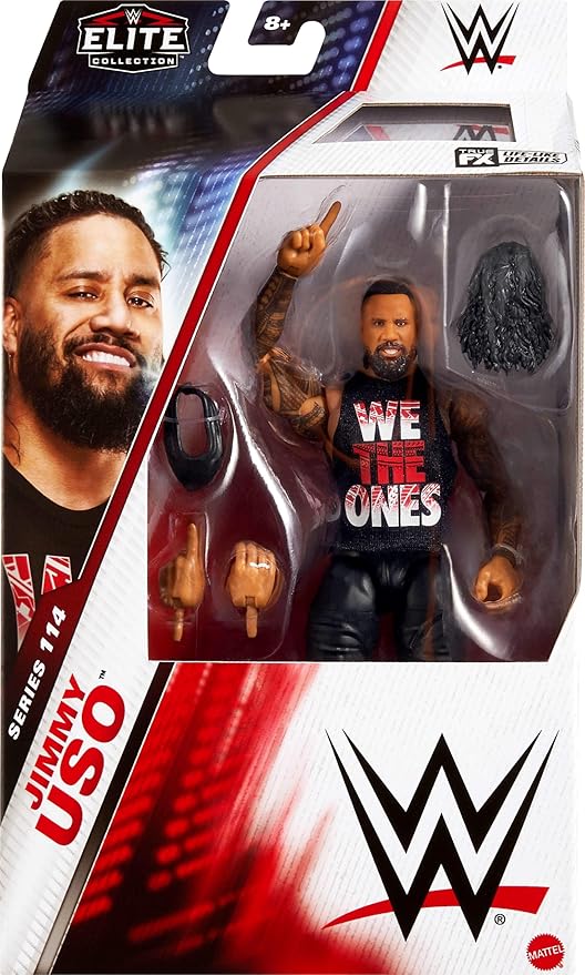 Mattel WWE Elite Action Figure & Accessories, Series #114 6-inch Collectible Jimmy USO with 25 Articulation Points & Swappable Hands (Amazon Exclusive)