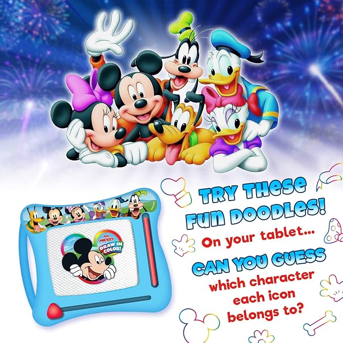 JA-RU Disney Mickey Mouse Magic Magnetic Drawing Board (1 Toy) Draw, Sketch & Doodle Tablet for Kids, Boys & Girls. Car Trip Game & Activity Travel Toys. Mess-Free Educational Learning Pad. A-6906-1s