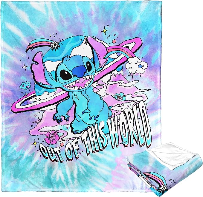 NORTHWEST Lilo and Stitch Silk Touch Throw Blanket, 50" x 60", Hippie Stitch