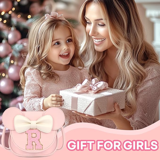mibasies Toddler Purse Girl Gifts: Girls Birthday Gifts for 3-8 - Toys for Ages 2-4 Girls Mouse Ears Purse, Pink, Letter R
