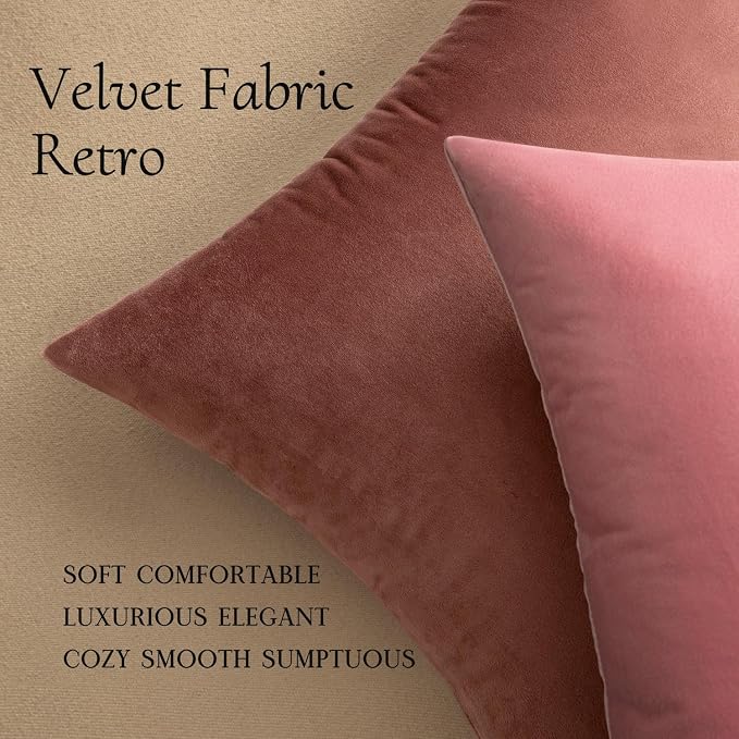 MIULEE Velvet Throw Pillow Covers 18x18 Inch Pack of 2 Jam | Soft Solid Decorative Pillow Covers, Modern Luxury Home Decor, for Couch Chair Sofa Bedroom Livingroom