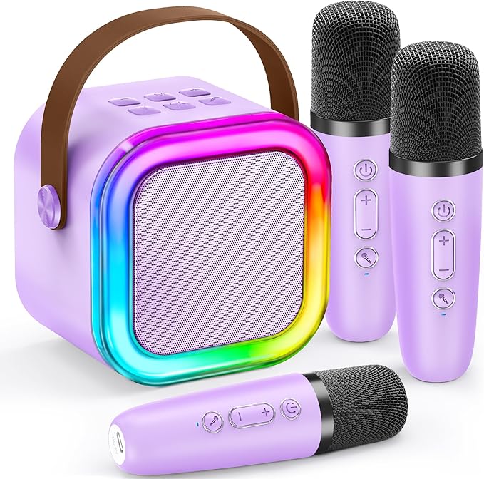 Karaoke Machine for Kids, 2026 TOP Toys Birthday Gifts Ideas for Girls Ages 4, 5, 6, 7, 8, 9, 10, 12+ Years Old, Portable Mini MP3 Player with 2 Wireless Mics for Party