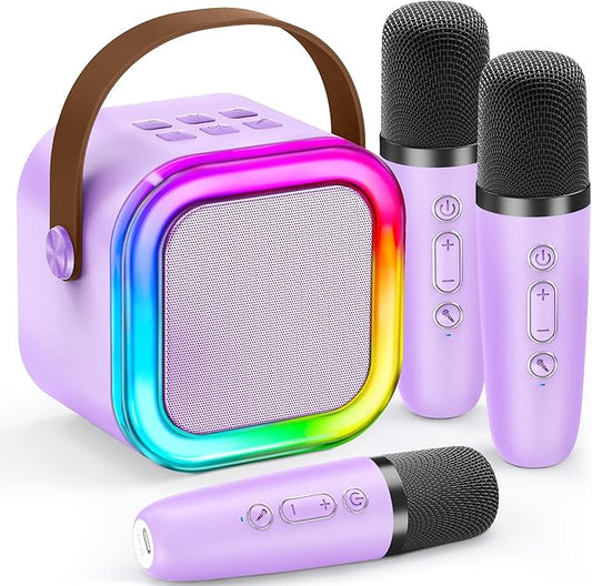 Karaoke Machine for Kids, 2026 TOP Toys Birthday Gifts Ideas for Girls Ages 4, 5, 6, 7, 8, 9, 10, 12+ Years Old, Portable Mini MP3 Player with 2 Wireless Mics for Party