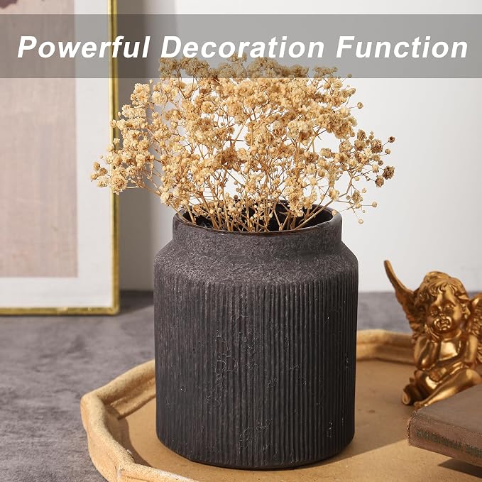Farmhouse Vase for Home Decor, Vintage Rustic Terracotta Flower Vase Suitable for Home Decor, Living Room, Shelf, Dining Table. 4.4IN*5.1IN ZSHLXM