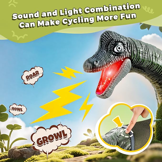 Dinosaur Ride On Toy Cars for Kids,Twinkoo Realistic Brachiosaurus Push Car with Three Sound Effects,Sound and Light Effects PP Wheels for Indoor/Outdoor Play,Best Gift for Kids(Brachiosaurus)