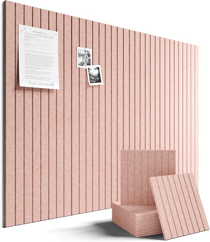 Fluxynara 48" x 36" Large Felt Bulletin Board, Pink | 12 Pack Cork Board Alternative with 60 Safe Adhesive Tabs, Pin Boards for Wall Decor, Home, Office, Classroom,Dorm