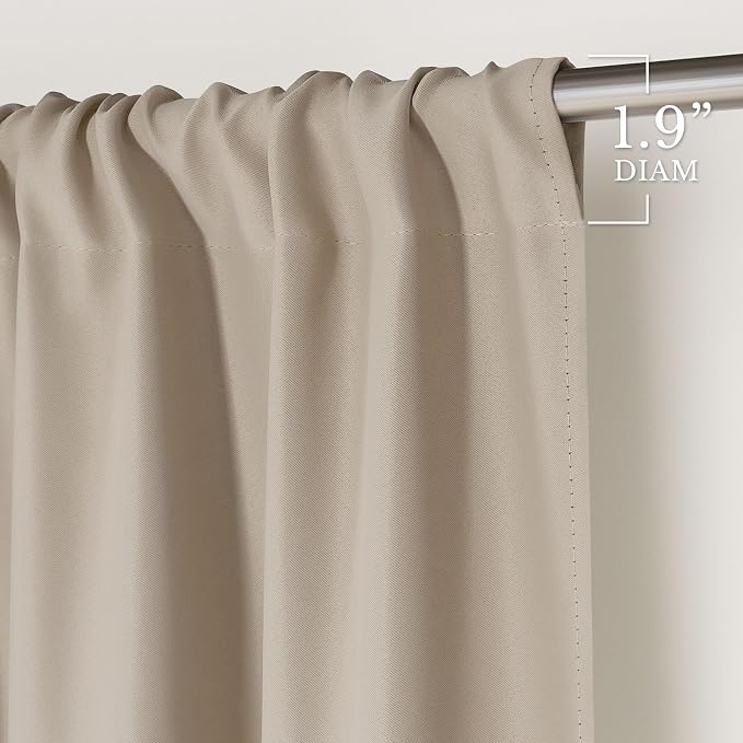 NICETOWN Window Treatment Thermal Insulated Rod Pocket Room Darkening Curtains/Drapes for Bedroom (Cream, 2 Panels, W42 x L63 inches)