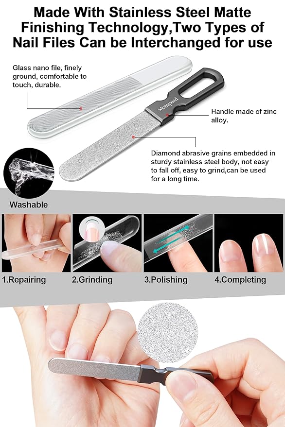 Nail Clippers with Catcher – No Splash Nail Cutters Fingernail and toenail Clippers for Thick Nail， Stainless Steel Fingernail Cutter for Men Women，Custom Flannelette Bag Storage
