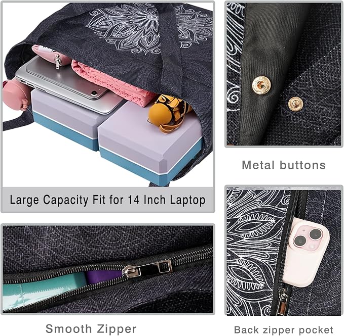 Yoga Mat Bag Yoga Bags and Carriers Fits All Your Stuff Yoga Tote Bag with Zipper Pocket Yoga Mat Carrier Pilates Bag Take in Out Mat Easily